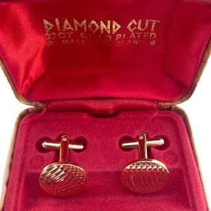 Vintage 60s Diamond cut 22k Gold Plated Cuff-Links Made in the UK 🇬🇧